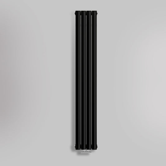 Grzejnik Dekoracyjny Pionowy - Owalny Podwójny Kolumnowy Czarny - 1800x236mm, gładkie tło