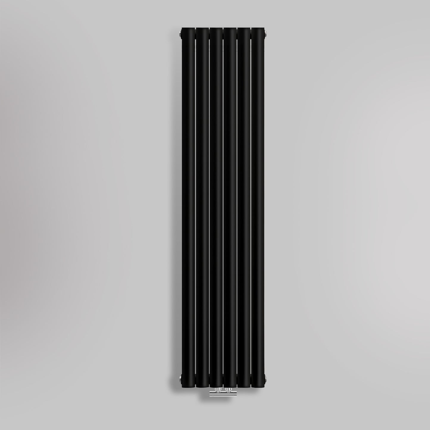 Grzejnik Dekoracyjny Pionowy - Owalny Podwójny Kolumnowy Czarny - 1800x354mm, gładkie tło