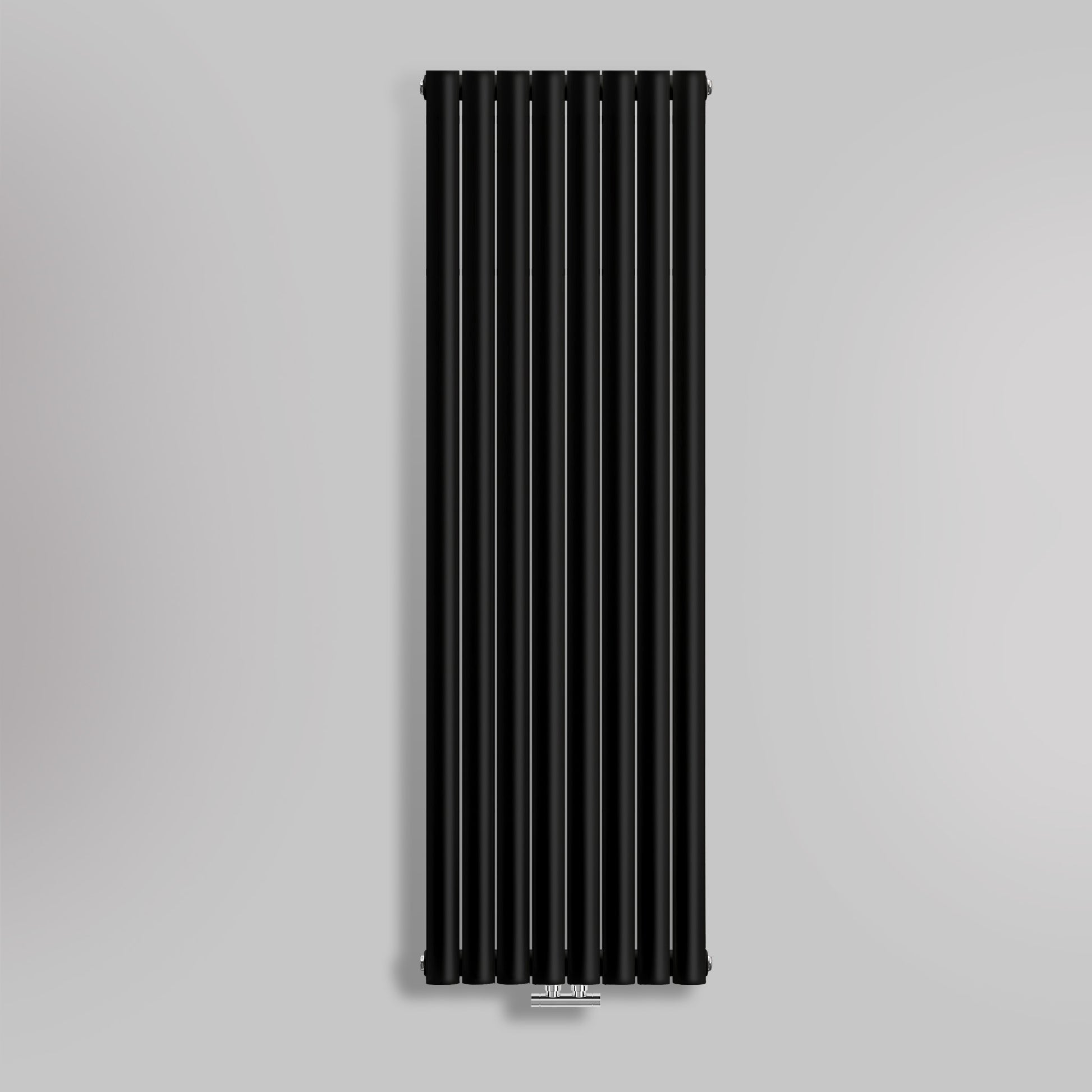 Grzejnik Dekoracyjny Pionowy - Owalny Podwójny Kolumnowy Czarny - 1800x472mm, gładkie tło