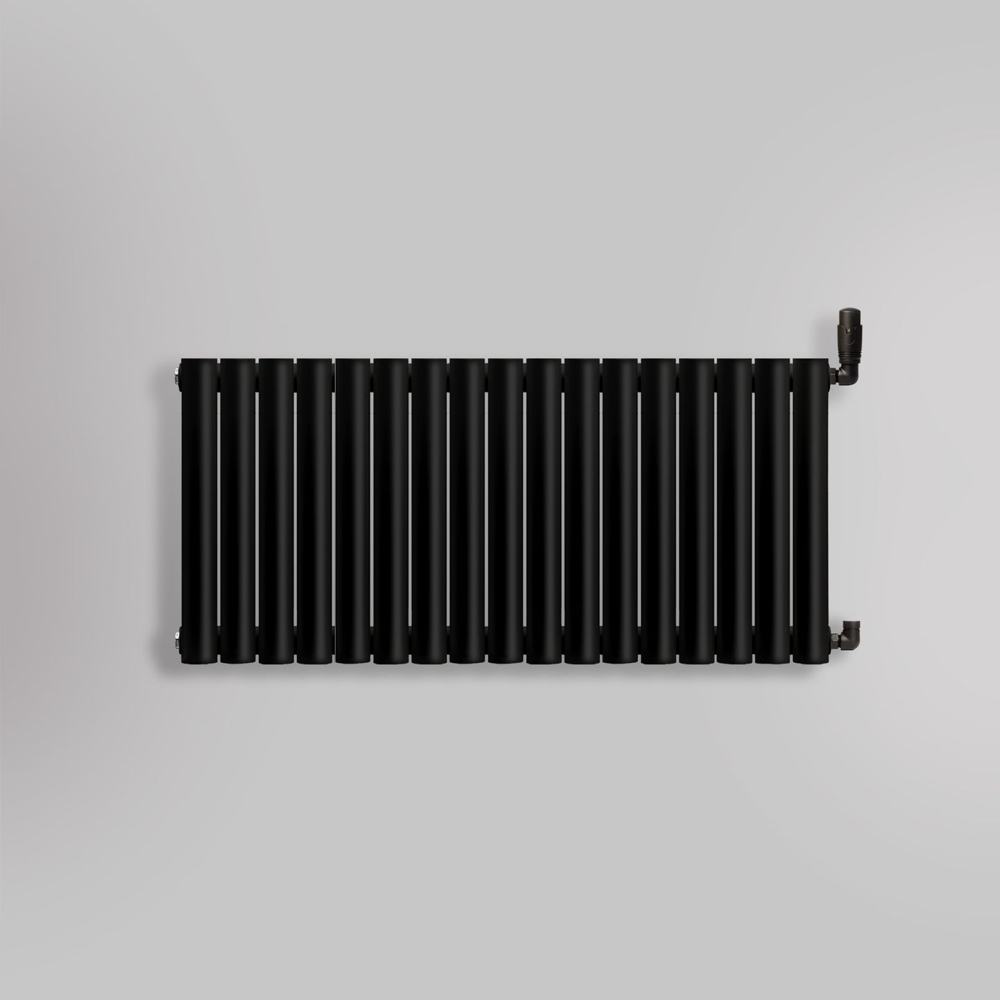 Grzejnik Dekoracyjny - Owalny Podwójny Kolumnowy Czarny - 560x1003mm, gładkie tło