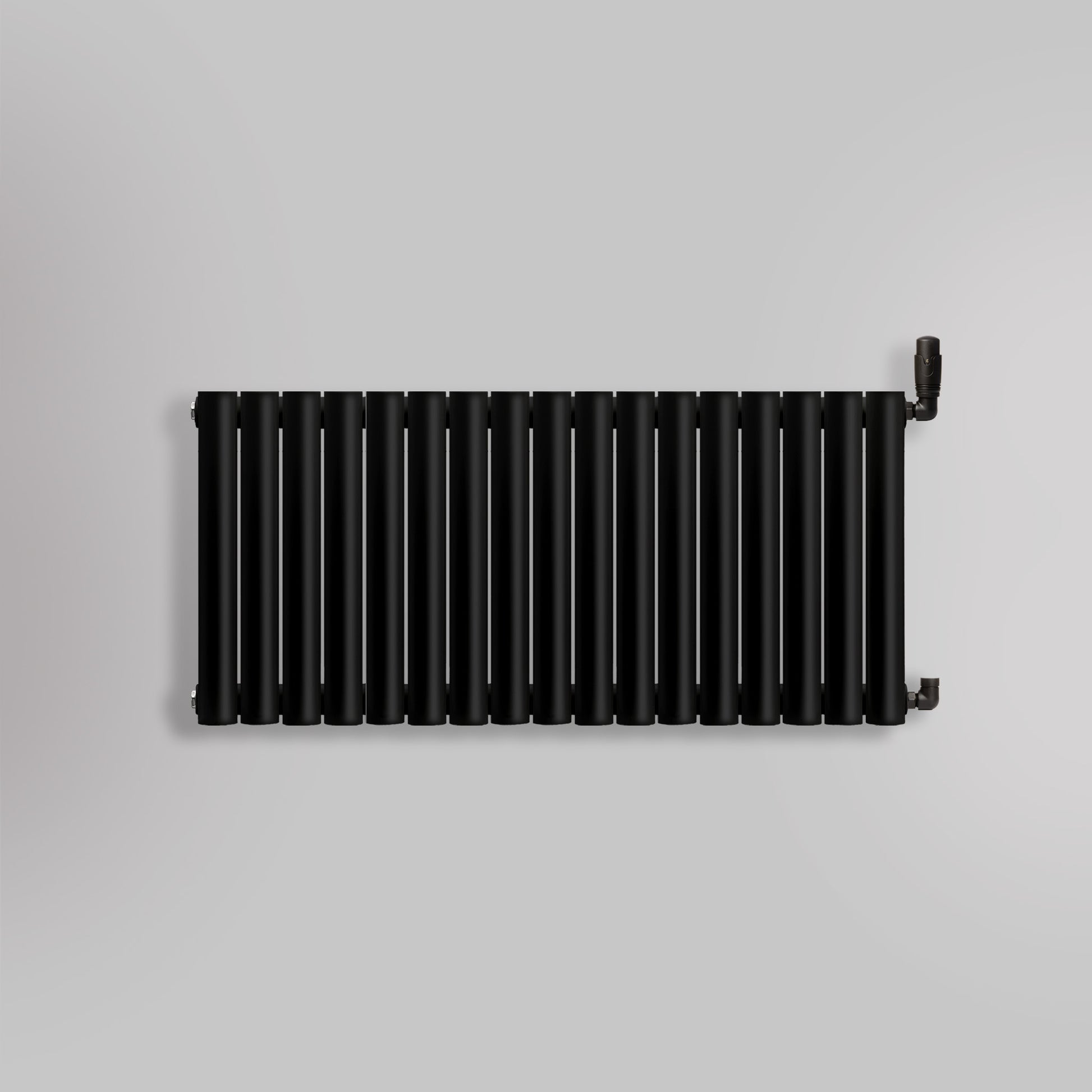 Grzejnik Dekoracyjny - Owalny Podwójny Kolumnowy Czarny - 560x1003mm, gładkie tło