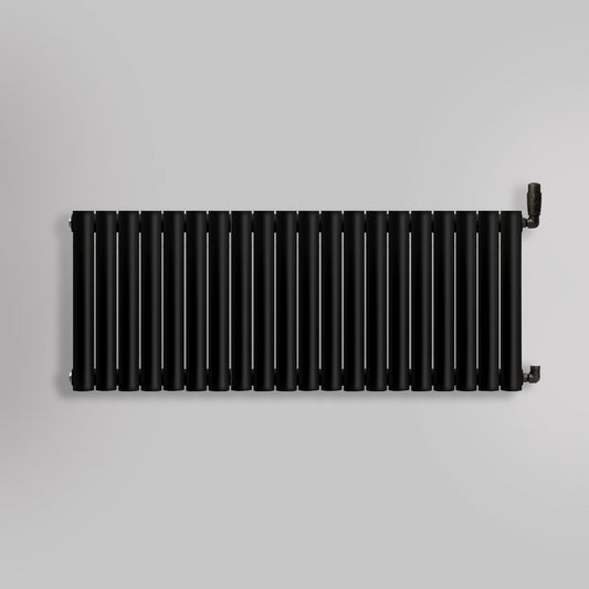 Grzejnik Dekoracyjny - Owalny Podwójny Kolumnowy Czarny - 560x1180mm, gładkie tło