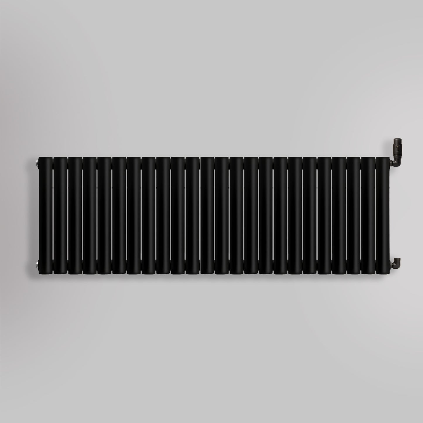 Grzejnik Dekoracyjny - Owalny Podwójny Kolumnowy Czarny - 560x1416mm, gładkie tło