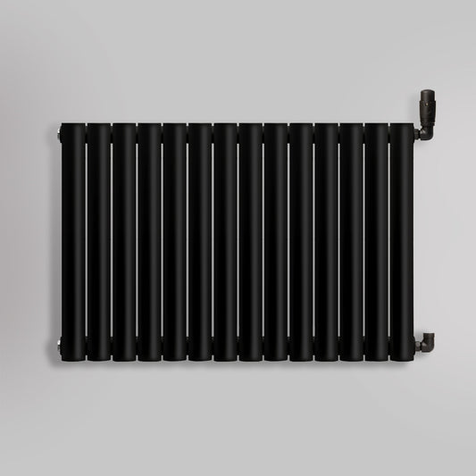 Grzejnik Dekoracyjny - Owalny Podwójny Kolumnowy Czarny - 660x826mm, gładkie tło