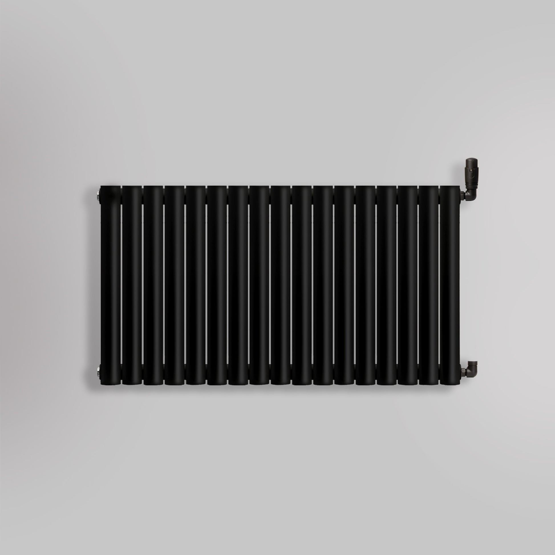 Grzejnik Dekoracyjny - Owalny Podwójny Kolumnowy Czarny - 660x1003mm, gładkie tło