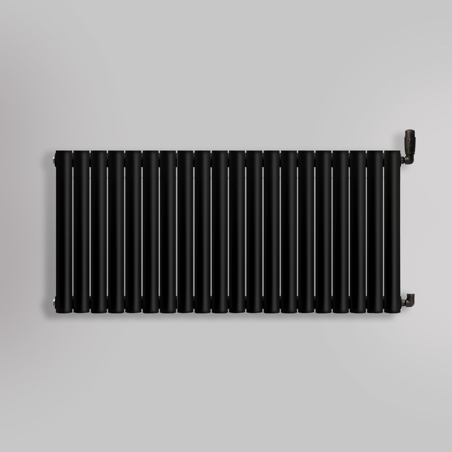 Grzejnik Dekoracyjny - Owalny Podwójny Kolumnowy Czarny - 660x1180mm, gładkie tło