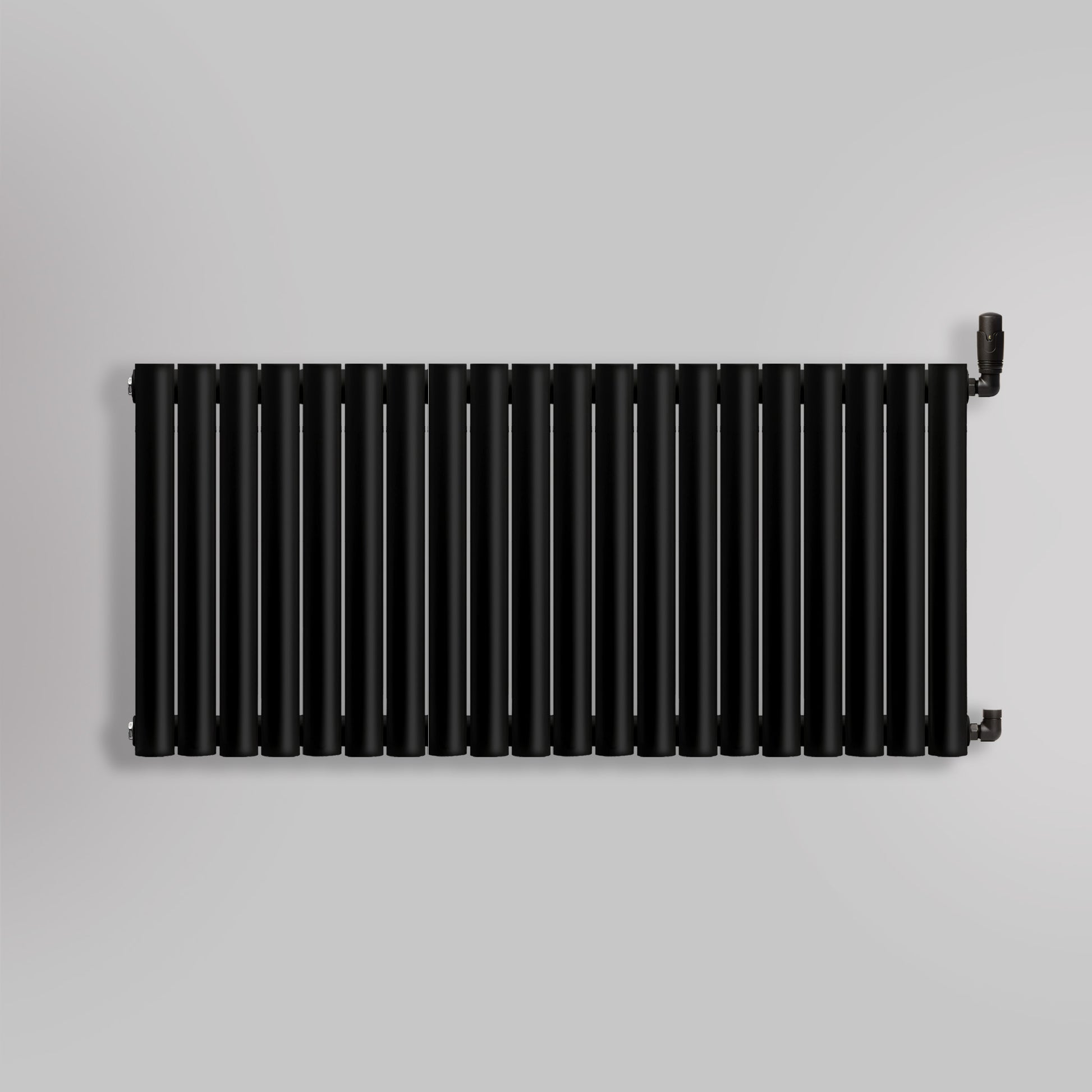 Grzejnik Dekoracyjny - Owalny Podwójny Kolumnowy Czarny - 660x1180mm, gładkie tło