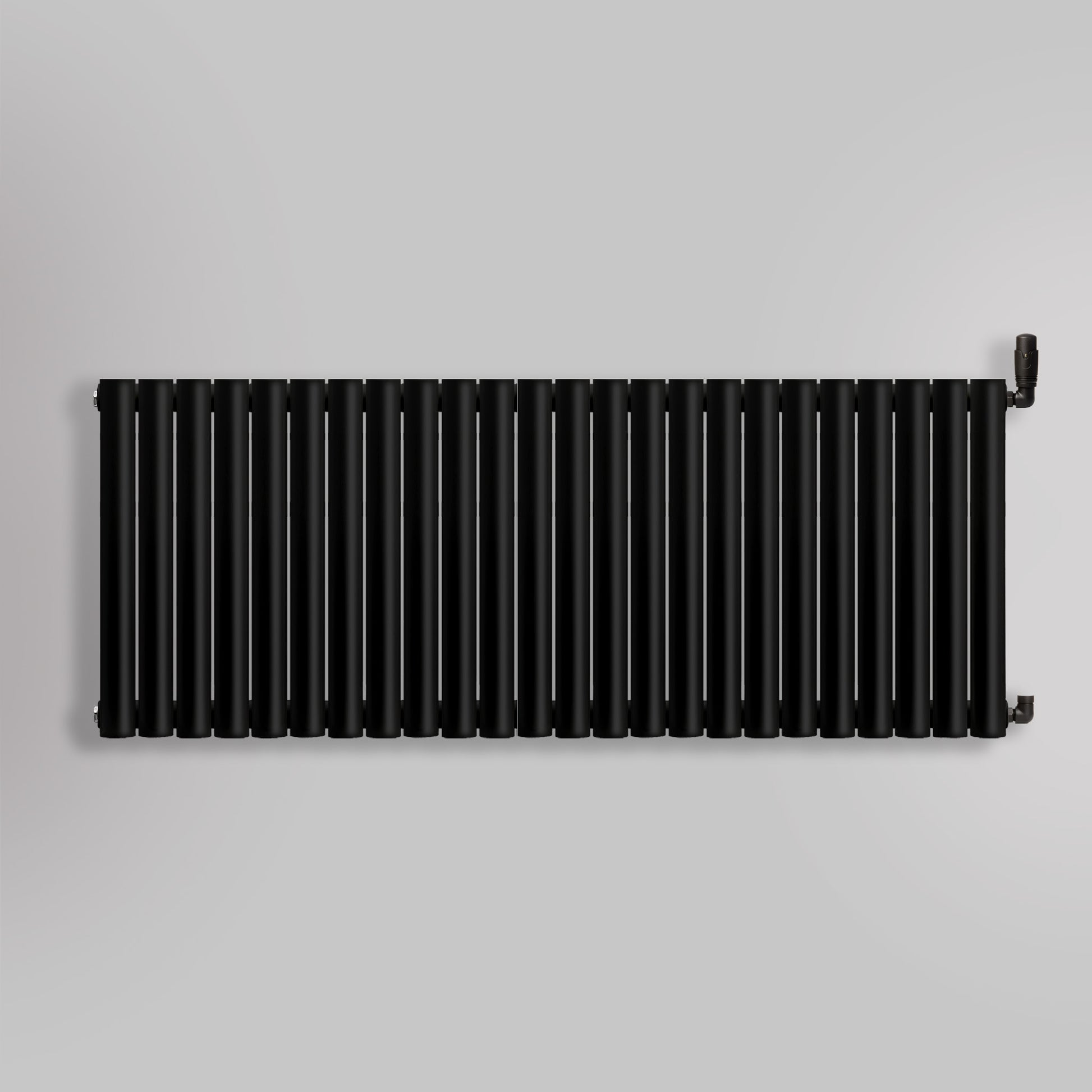 Grzejnik Dekoracyjny - Owalny Podwójny Kolumnowy Czarny - 660x1416mm, gładkie tło