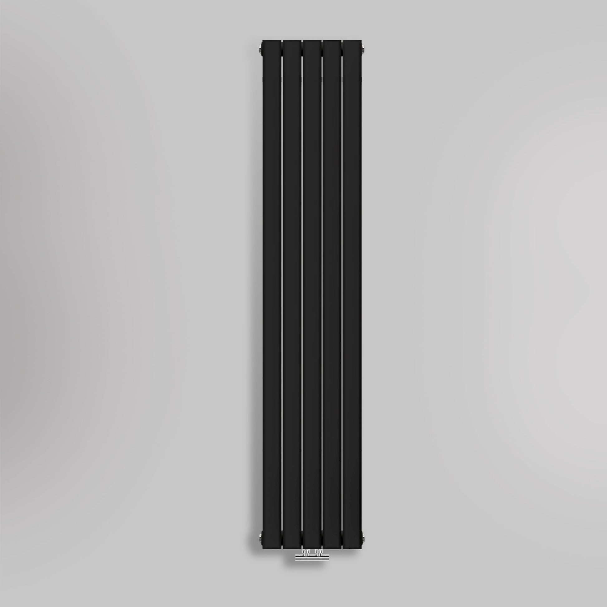 Grzejnik Pionowy Ozdobny - Podwójny Panelowy Czarny - 1800x350mm, gładkie tło