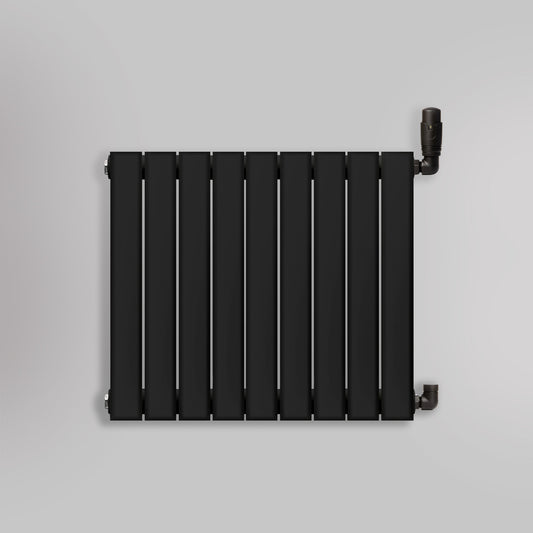 Grzejnik Ozdobny - Podwójny Panelowy Czarny - 560x630mm, gładkie tło