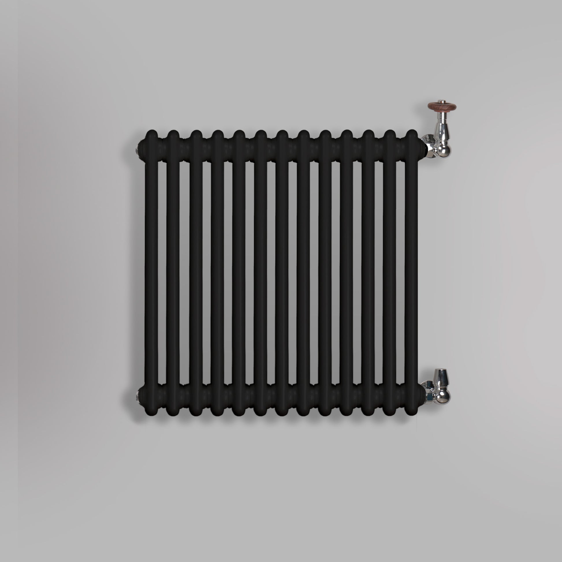 Grzejnik Dekoracyjny Żeberkowy - 2 Kolumnowy Czarny - 576x605mm, gładkie tło firmy Empire
