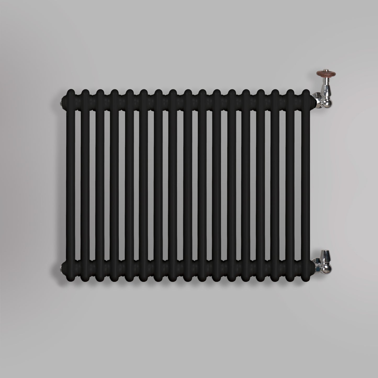 Grzejnik Dekoracyjny Żeberkowy - 2 Kolumnowy Czarny - 576x785mm, gładkie tło firmy Empire