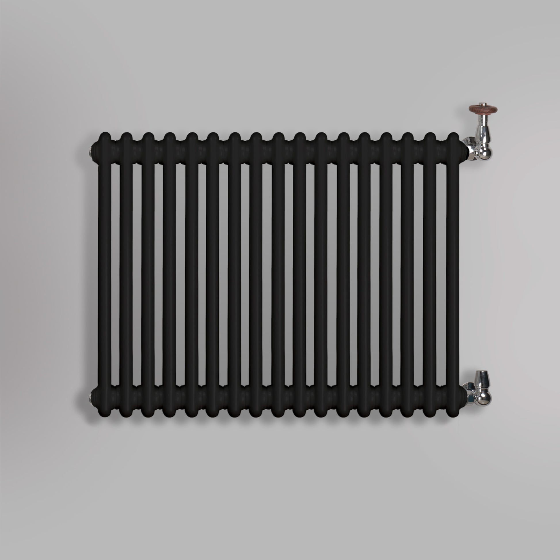 Grzejnik Dekoracyjny Żeberkowy - 2 Kolumnowy Czarny - 576x785mm, gładkie tło firmy Empire