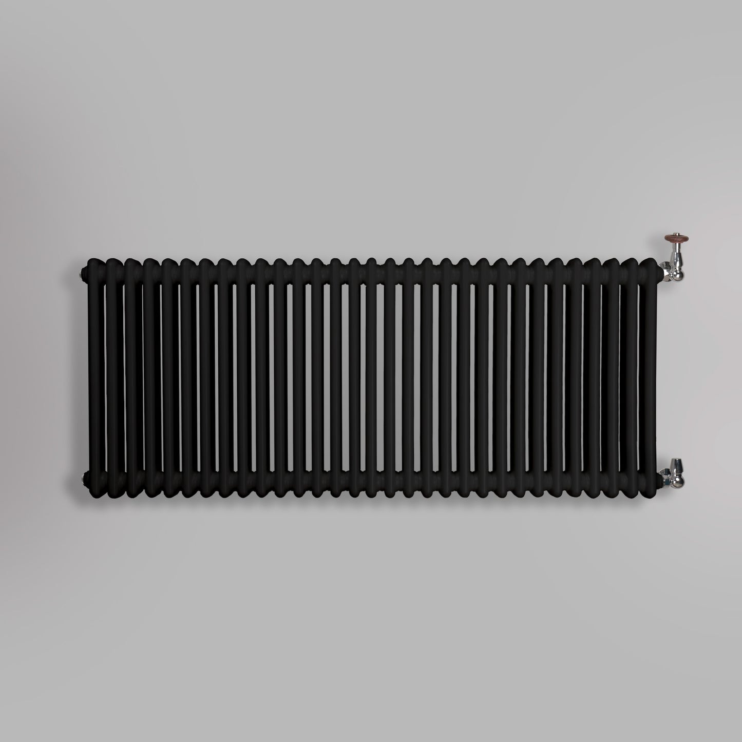 Grzejnik Dekoracyjny Żeberkowy - 2 Kolumnowy Czarny - 576x1415mm, gładkie tło firmy Empire