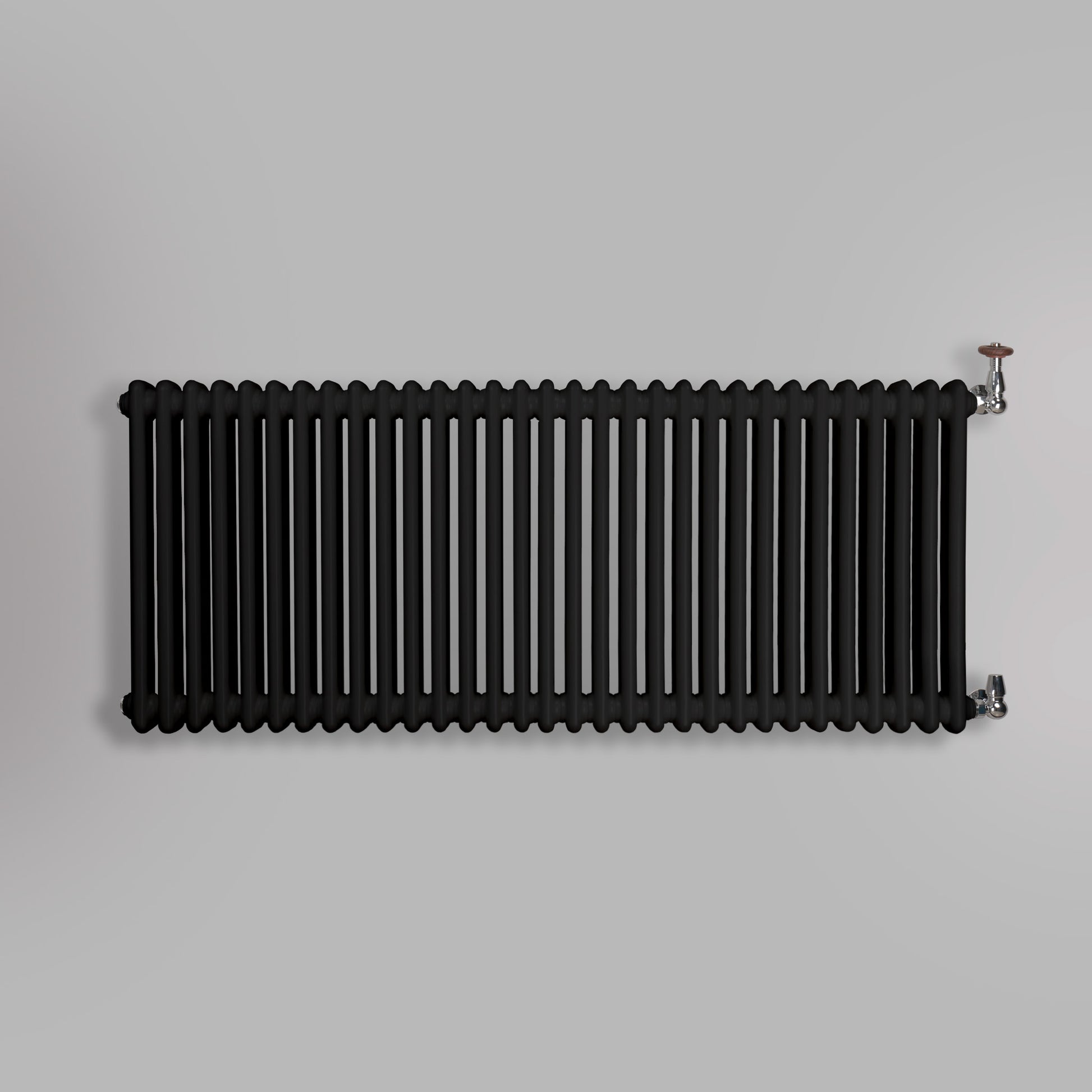 Grzejnik Dekoracyjny Żeberkowy - 2 Kolumnowy Czarny - 576x1415mm, gładkie tło firmy Empire