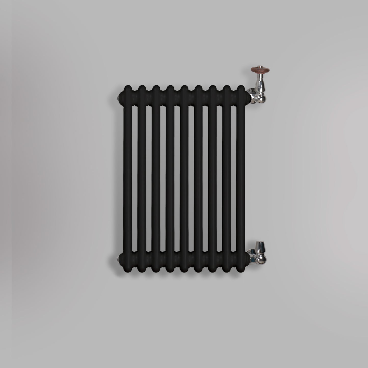 Grzejnik Dekoracyjny Żeberkowy - 2 Kolumnowy Czarny - 576x425mm, gładkie tło firmy Empire