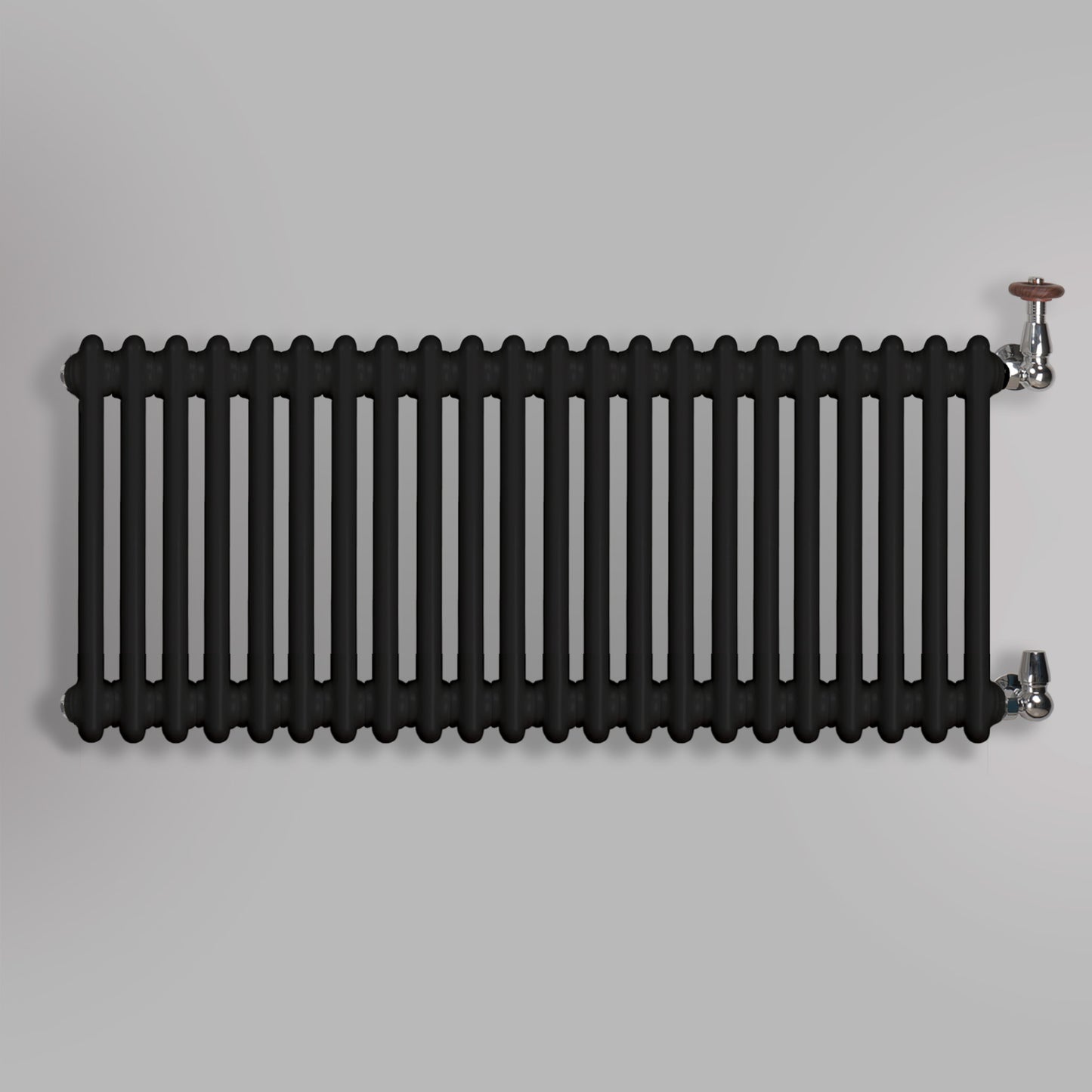 Grzejnik Dekoracyjny Żeberkowy - 3 Kolumnowy Czarny - 426x1010mm, gładkie tło firmy Empire