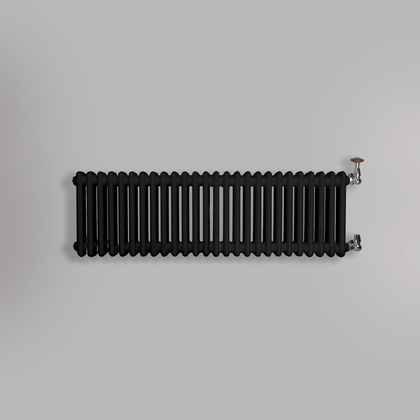Grzejnik Dekoracyjny Żeberkowy - 3 Kolumnowy Czarny - 426x1190mm, gładkie tło firmy Empire