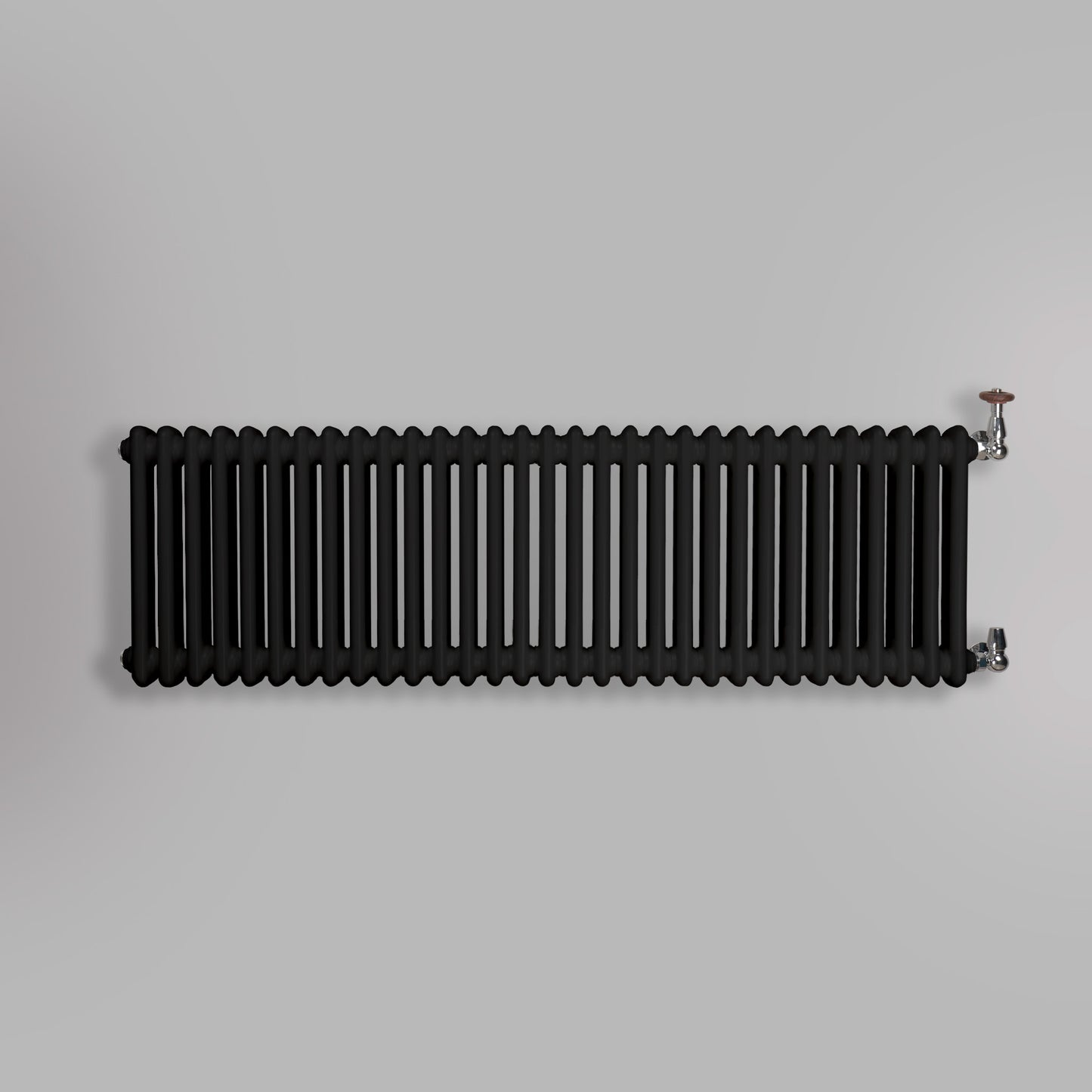 Grzejnik Dekoracyjny Żeberkowy - 3 Kolumnowy Czarny - 426x1415mm, gładkie tło firmy Empire