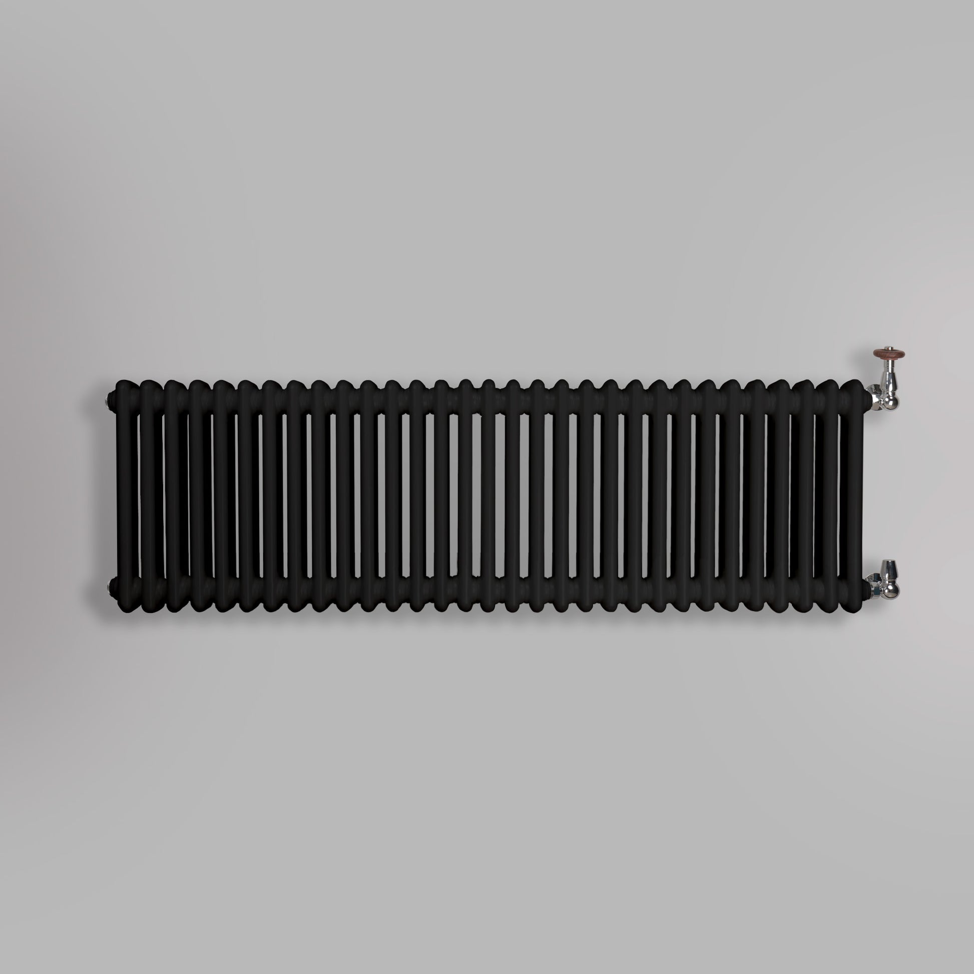 Grzejnik Dekoracyjny Żeberkowy - 3 Kolumnowy Czarny - 426x1415mm, gładkie tło firmy Empire