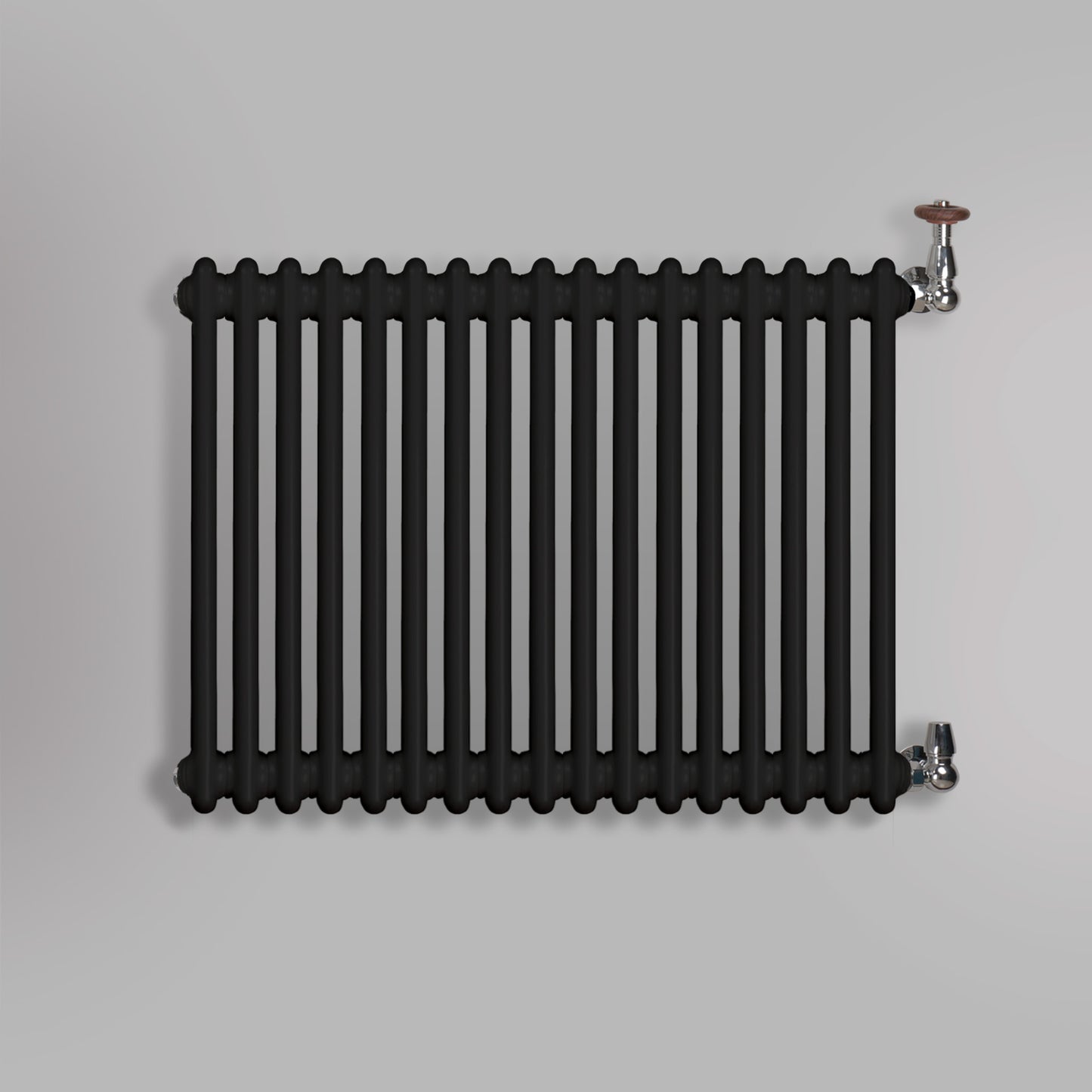 Grzejnik Dekoracyjny Żeberkowy - 2 Kolumnowy Czarny - 576x785mm, gładkie tło firmy Empire