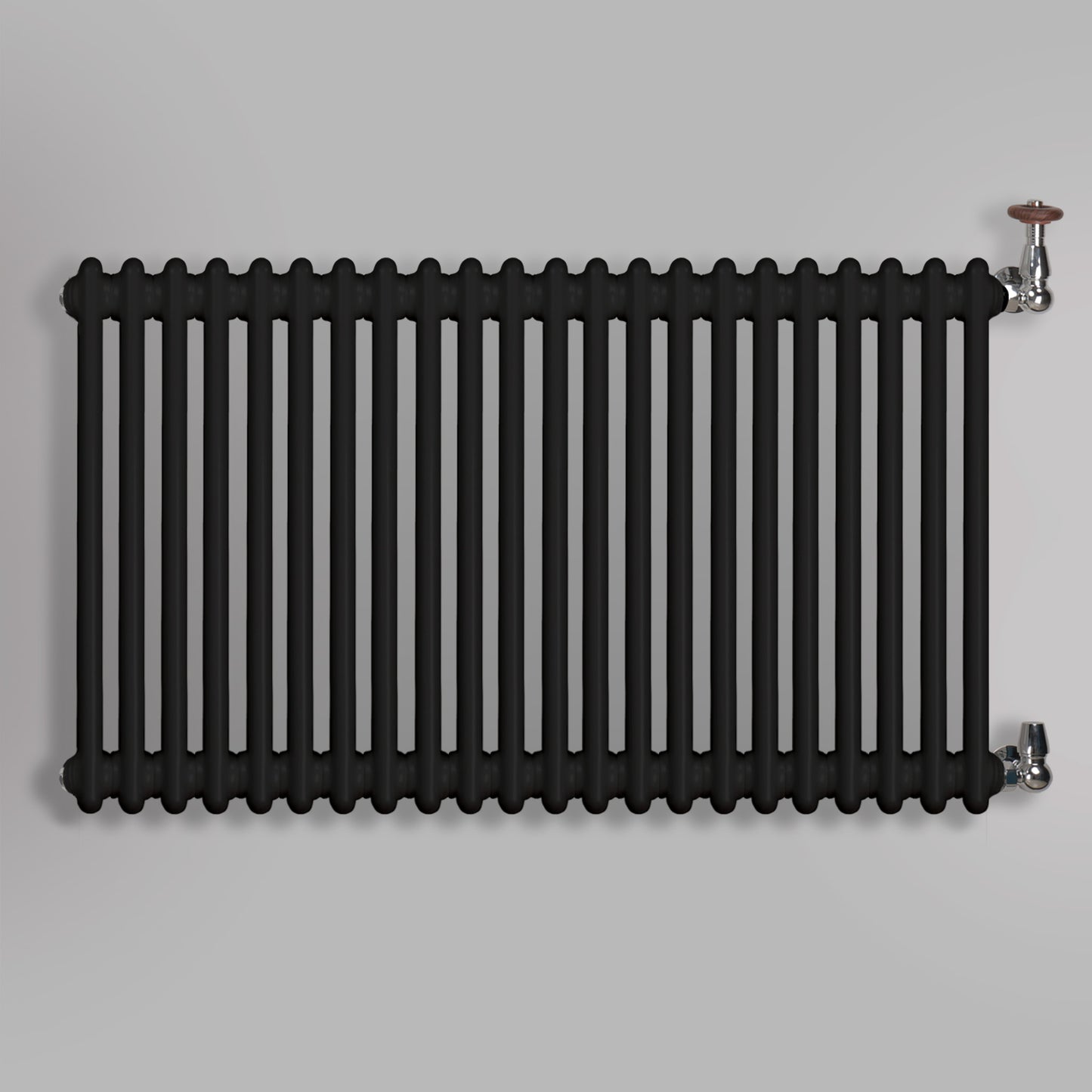 Grzejnik Dekoracyjny Żeberkowy - 2 Kolumnowy Czarny - 576x1010mm, gładkie tło firmy Empire