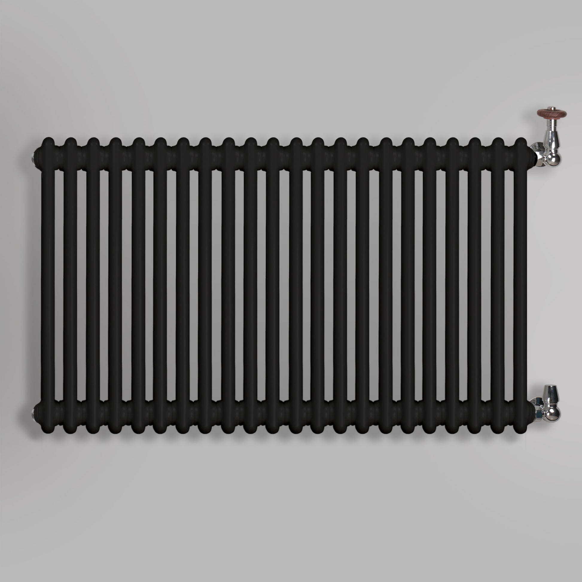 Grzejnik Dekoracyjny Żeberkowy - 2 Kolumnowy Czarny - 576x1010mm, gładkie tło firmy Empire