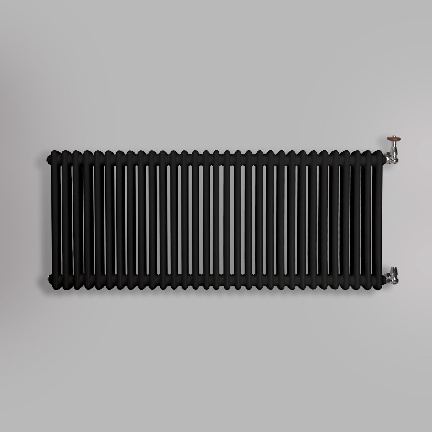 Grzejnik Dekoracyjny Żeberkowy - 2 Kolumnowy Czarny - 576x1415mm, gładkie tło firmy Empire