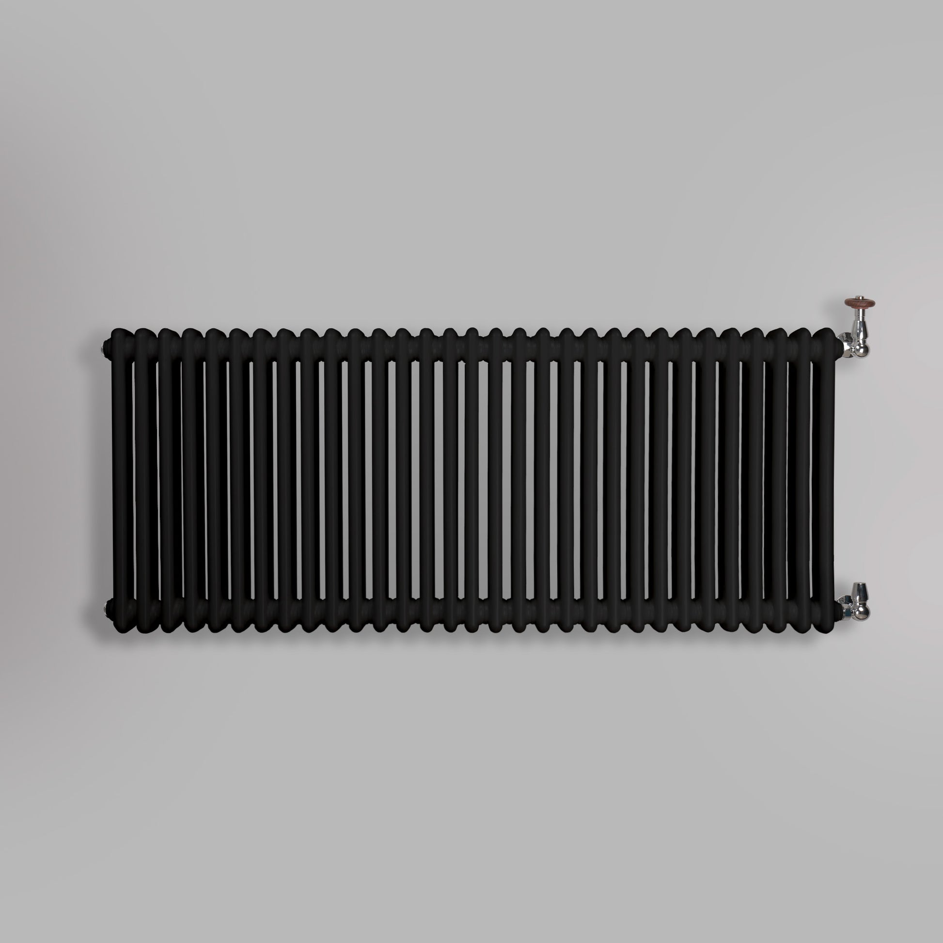 Grzejnik Dekoracyjny Żeberkowy - 2 Kolumnowy Czarny - 576x1415mm, gładkie tło firmy Empire