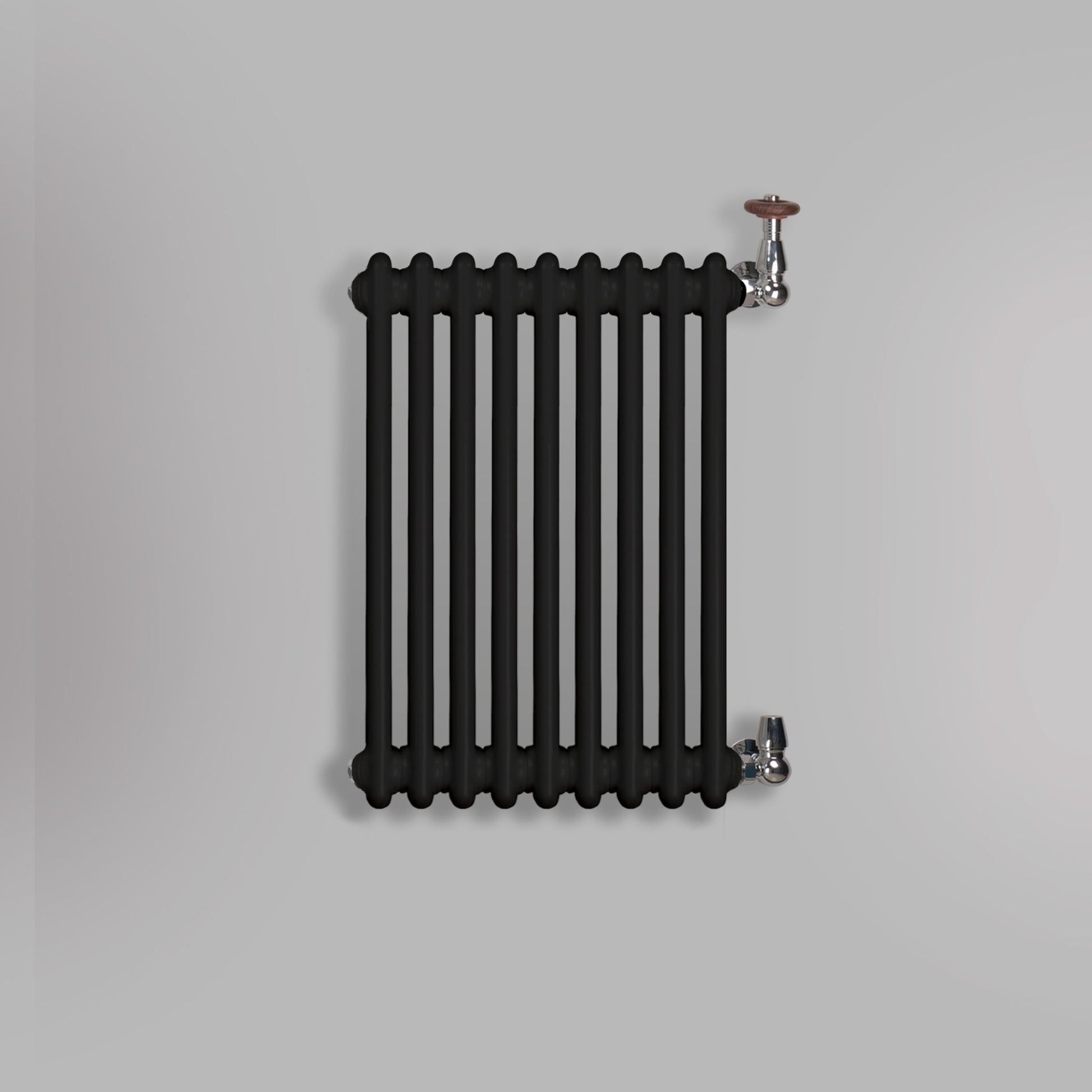 Grzejnik Dekoracyjny Żeberkowy - 2 Kolumnowy Czarny - 576x425mm, gładkie tło firmy Empire