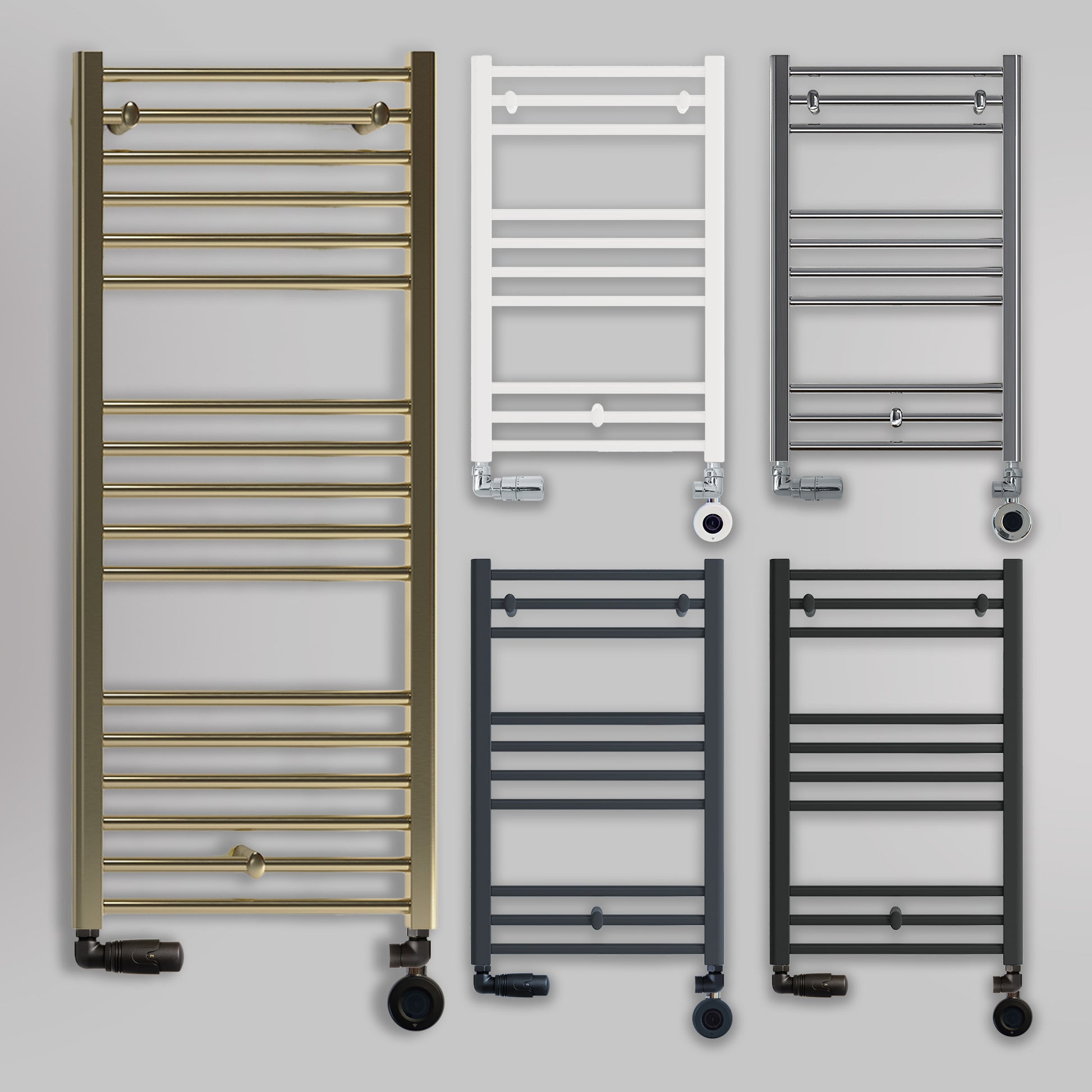 Grzejniki Łazienkowe Hybrydowe Drabinkowe - Wszystkie Rozmiary, Obraz kolażowy z wyborem grzejników