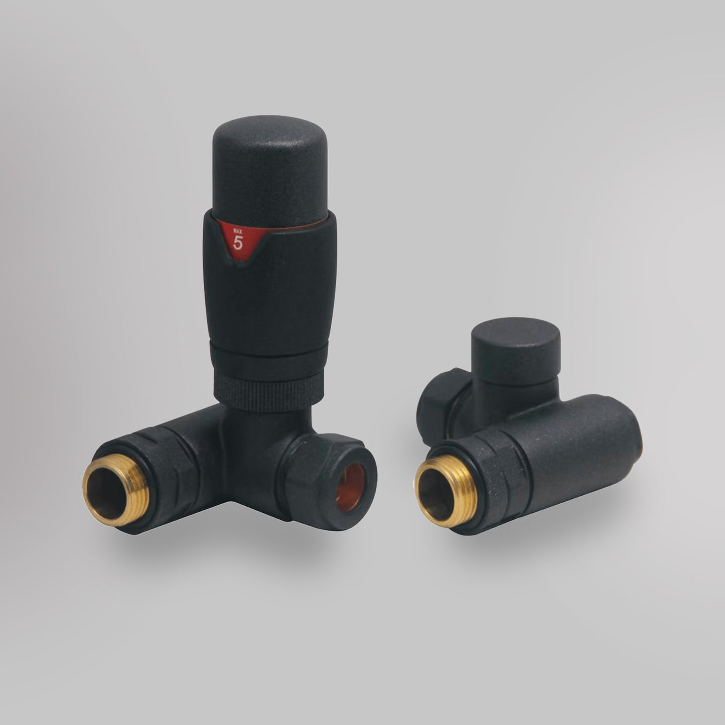 Zawór Termostatyczny Dwupaliwowy - Antracyt, dekoracyjne zawory grzejnikowe Mandelli - gładkie tło