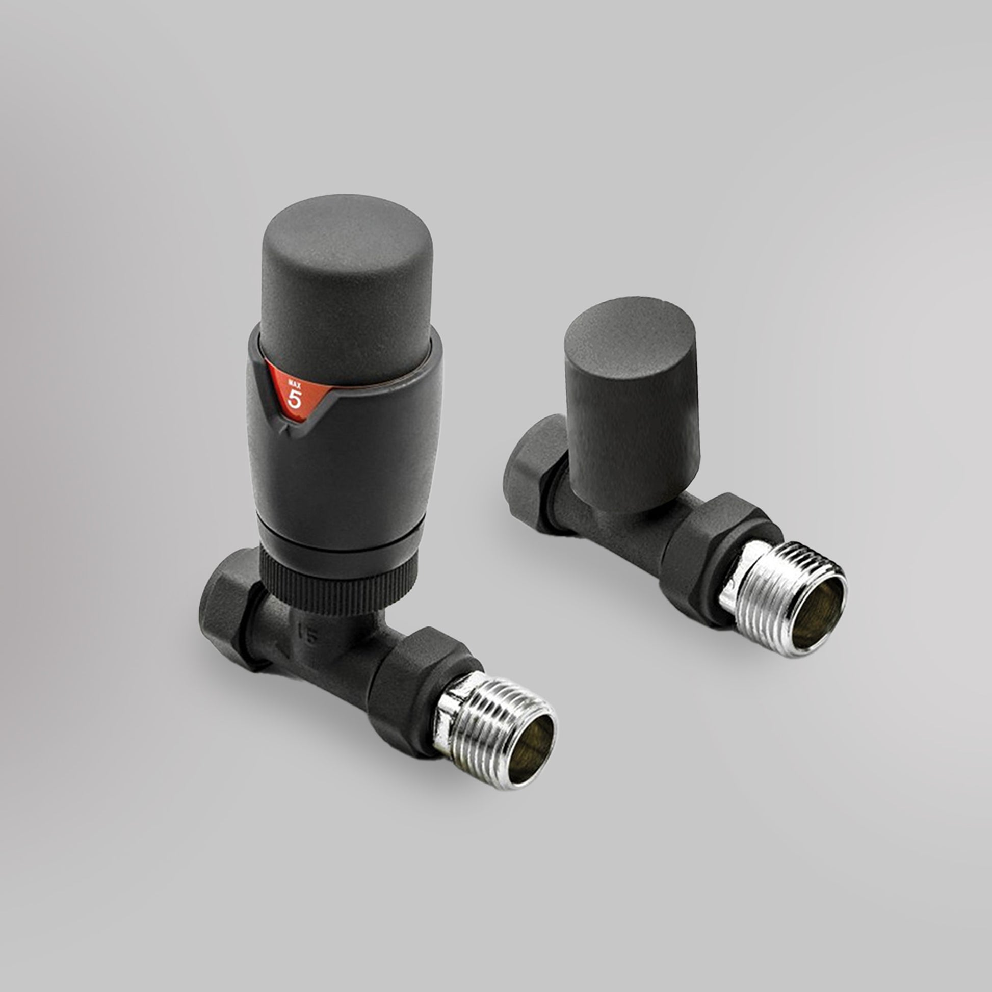 Zawór Termostatyczny Prosty - Antracyt, dekoracyjne zawory grzejnikowe Mandelli - gładkie tło