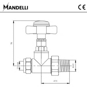 rysunek techniczny zaworu grzejnikowego -Zawór Prosty Tradycyjny