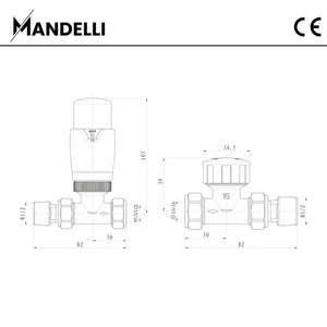 rysunek techniczny zaworu grzejnikowego -Zawór Termostatyczny Prosty