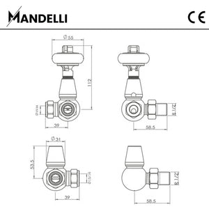 rysunek techniczny zaworu grzejnikowego -Zawór Termostatyczny Trójosiowy Tradycyjny