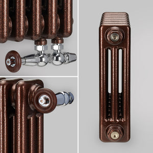 Grzejnik żeberkowy w kolorze Antyczna miedź – dekoracyjny grzejnik pionowy dekoracyjny o klasycznym wyglądzie