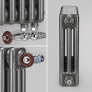 Grzejnik ozdobny pionowy żeberkowy Antyczne srebro – stylowy grzejnik dekoracyjny do salonu i sypialni