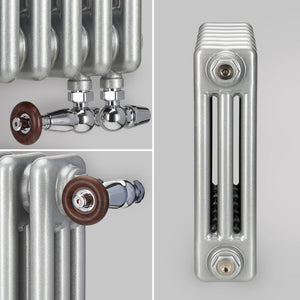 Grzejnik dekoracyjny żeberkowy Srebro szczotkowane – ozdobny grzejnik pionowy do każdego wnętrza