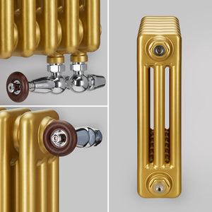 Grzejnik ozdobny pionowy żeberkowy w kolorze Szampańskie złoto – ekskluzywny grzejnik dekoracyjny