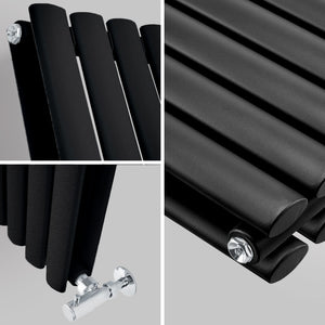 grzejniki dekoracyjne pokojowe o owalnym profilu kolumny - zbliżenie - czarny podwójny