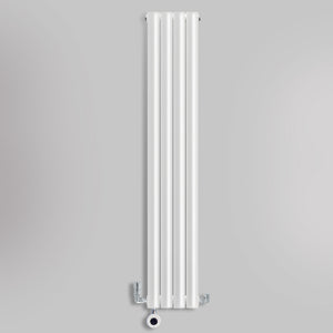 Grzejnik Wodno Elektryczny Dekoracyjny Pionowy - Owalny Kolumnowy Biały - 1600x236mm, grzejnik hybrydowy