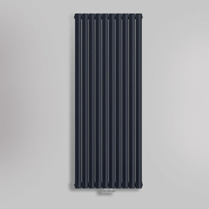 Grzejnik Dekoracyjny Pionowy - Owalny Podwójny Kolumnowy Antracytowy - 1800x590mm, gładkie tło