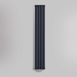 Grzejnik Dekoracyjny Pionowy - Owalny Podwójny Kolumnowy Antracytowy - 1800x236mm, gładkie tło