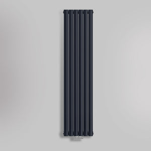 Grzejnik Dekoracyjny Pionowy - Owalny Podwójny Kolumnowy Antracytowy - 1800x354mm, gładkie tło