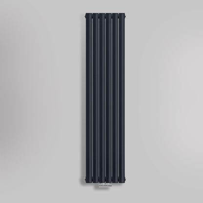 Grzejnik Dekoracyjny Pionowy - Owalny Podwójny Kolumnowy Antracytowy - 1800x354mm, gładkie tło