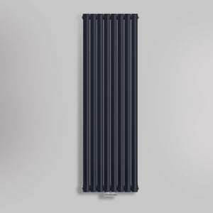 Grzejnik Dekoracyjny Pionowy - Owalny Podwójny Kolumnowy Antracytowy - 1800x472mm, gładkie tło