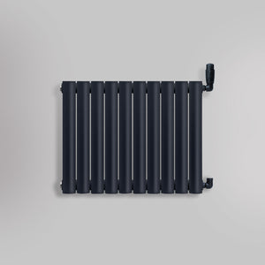 Grzejnik Dekoracyjny - Owalny Podwójny Kolumnowy Antracytowy - 560x590mm, gładkie tło