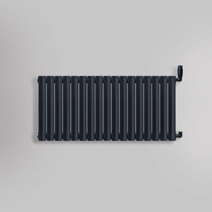 Grzejnik Dekoracyjny - Owalny Podwójny Kolumnowy Antracytowy - 560x1003mm, gładkie tło