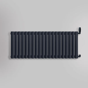 Grzejnik Dekoracyjny - Owalny Podwójny Kolumnowy Antracytowy - 560x1180mm, gładkie tło